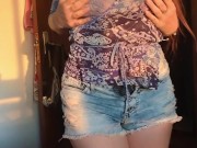 Try on haul. Probando blusas transparentes y mostrando mis tetas. Me puedes decir cuál es tu favorit