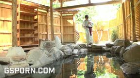 Hot natural japanese girl +18 is fucked hard in a termal spa 4k