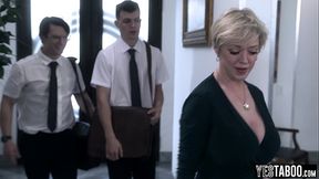 Two big cock teen preachers threesome with a huge boobs mature MILF