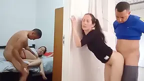 While I Am Watching The Cuckold Fuck My Stepsister, His Best Friend Fucks My Ass Hard