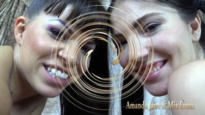 Amanda and Mia - 2 bi-girls play with themselves and the cameraman - Part 2