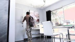 ”Skinny girl Maya Kendrick gives sloppy head & rides meat”