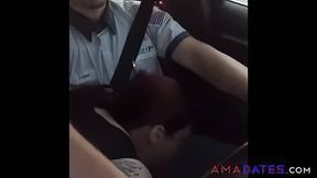 Redhead Teen Gobbles Cock in Audi Ride