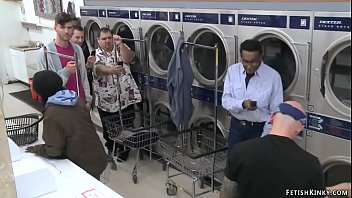 Busty brunette anal in laundromat