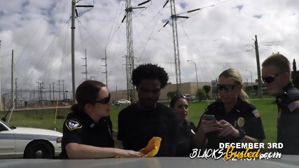 Three female police officers arrested a black guy.