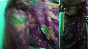 indian trans woman gaurisissy showing her full body and pressing and playing with her big boobs in pink saree