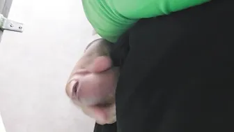 Uncut Daddy Bear Pisses and Strokes at Urinal