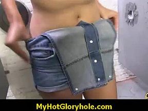 Gloryhole cock blowjob