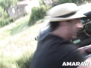 Sexually excited brunette hair teen with large melons Ava Marteens drilled in vagina outdoor