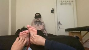 Blindfolded Foot Tickling