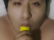 young gay devours a rubber penis
