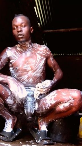A Handsome Boy,bathing at a Mudhouse!just a Cool Day with a Vybe