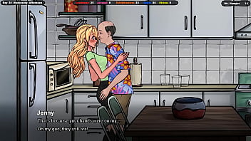 A lustful landlord teaches innocent Jenny passionate kissing