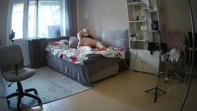 Mother-in-law with big round ass, hairy cunt and huge tits staged a sex show