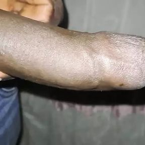 Big black cock masturbated until cumshot