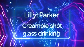 Creampie shot glass drinking