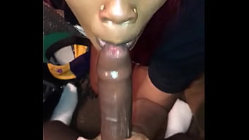 Ebony slut sucking dick in her dorm room