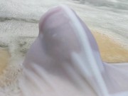 Getting my see through swimwear wet in the hot tub