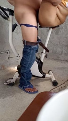 Stepdad saw me exercising on the bike and then fuck really good