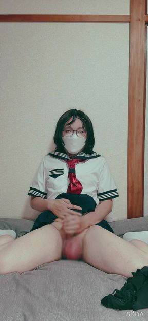 A Masturbating Ladyboy in a Sailor Suit