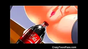 Young Cartoon Vixen Enjoys Bottled Pleasure with Steamy Anal Climax