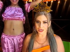 Wet Busty Blond Vs Slim Brunette Lesbian