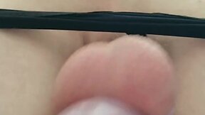 Satisfying sissygasm using a beer bottle