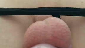 Satisfying sissygasm using a beer bottle