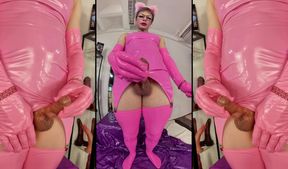 Sissy Latex Slut Makes Her Big Cock Cum