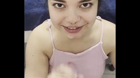 Olhares que dominam &mdash_ a qu&iacute_mica entre Debora e o pau grande que gozou na boca dela