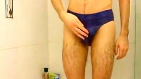 Changing underwear and cum in shower