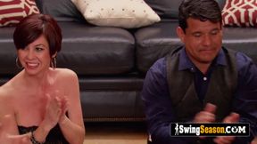 White SWINGER COUPLE goes to BIG ORGY in the RED ROOM
