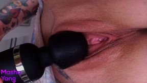 Teasing My Wet Pussy with Magic Wand in Close up