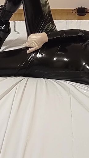 I'm Stroking Myself All Over in a Latex Catsuit with a Latex Mask, I Want to See You Cum! 3 Angle