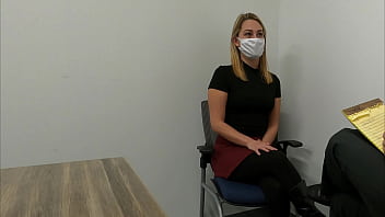 Girl gives new boss a blowjob during job interview