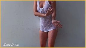 Wifey - hot bikini and wet white shirt braless