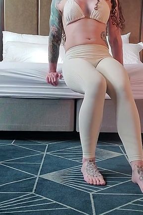 Yoga Pants and Bikini Muscle Stretch and Tease