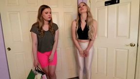 Harlow West & Sydney Paige double spandex wetting