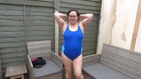 Blue Swimsuit in Hot Tub