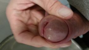 Public Urinals Wanking Wearing Work Clothes, Close up Cum