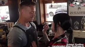 German Vixen gives a sloppy hand job to stranger at the KitKat Club Berlin