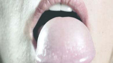 Close up sensual tongue blowjob
