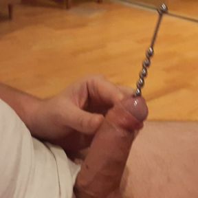 Urethral deep cock sounding, small plug is all the way inside