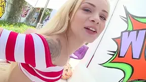 Elsa Jean - Showing Us The Meaty Lips Of Her Plump, Shaved Cunt