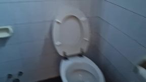 pee in a very cold bathroom early winter day 4k