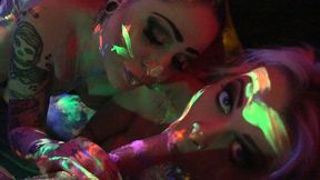 ”Nadia White & Ophelia Rain covered in paint before sucking shaft”