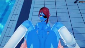 The mermaid Undyne gets POV fucked in the pool, creampie - Undertale Hentai.