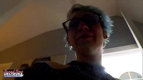 Exotic Blue Haired Raven Deepthroats A Cock And Swallows The Cumshot!