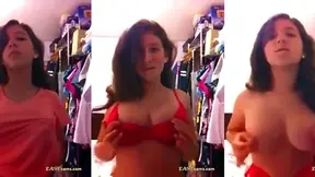 Sexy Dark-Haired Teen Teases Her Plump Tits Before Hot Action Begins