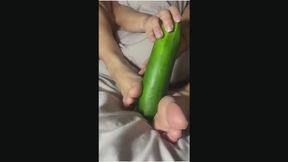 Sensual Foot Play with a Juicy Cucumber